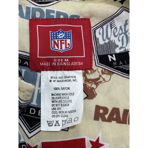 Raiders Oakland Shirt Men's Size Medium Vintage Hawaiian Style Button Up‎ EUC - Picture 4 of 7